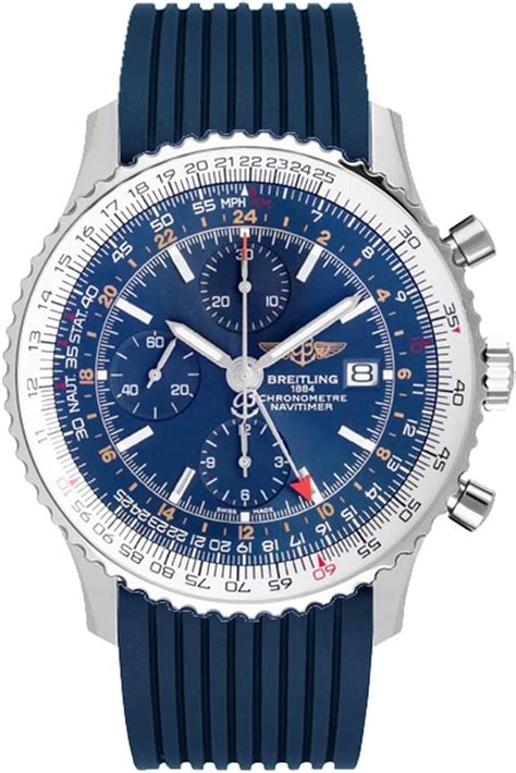 Breitling Navitimer World Blue Dial & Rubber Strap Men's Watch 